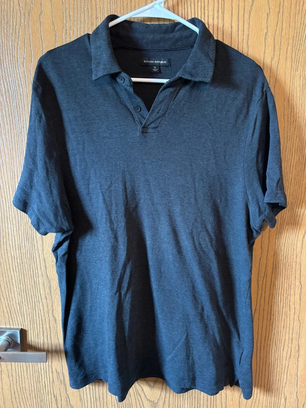 Banana Republic Polo Two Pack — Black Stripe & Heather Blue